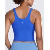 imageCRZ YOGA Butterlift Womens Racerack Longline Sports Bra  U Neck Yoga Padded Tank Pilates Workout Crop Top with Built in PadsRoyal