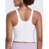 imageCRZ YOGA Butterlift Womens Racerack Longline Sports Bra  U Neck Yoga Padded Tank Pilates Workout Crop Top with Built in PadsWhite