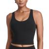 imageCRZ YOGA Butterlift Womens Racerack Longline Sports Bra  U Neck Yoga Padded Tank Pilates Workout Crop Top with Built in PadsBlack