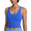 imageCRZ YOGA Butterlift Womens Racerack Longline Sports Bra  U Neck Yoga Padded Tank Pilates Workout Crop Top with Built in PadsRoyal
