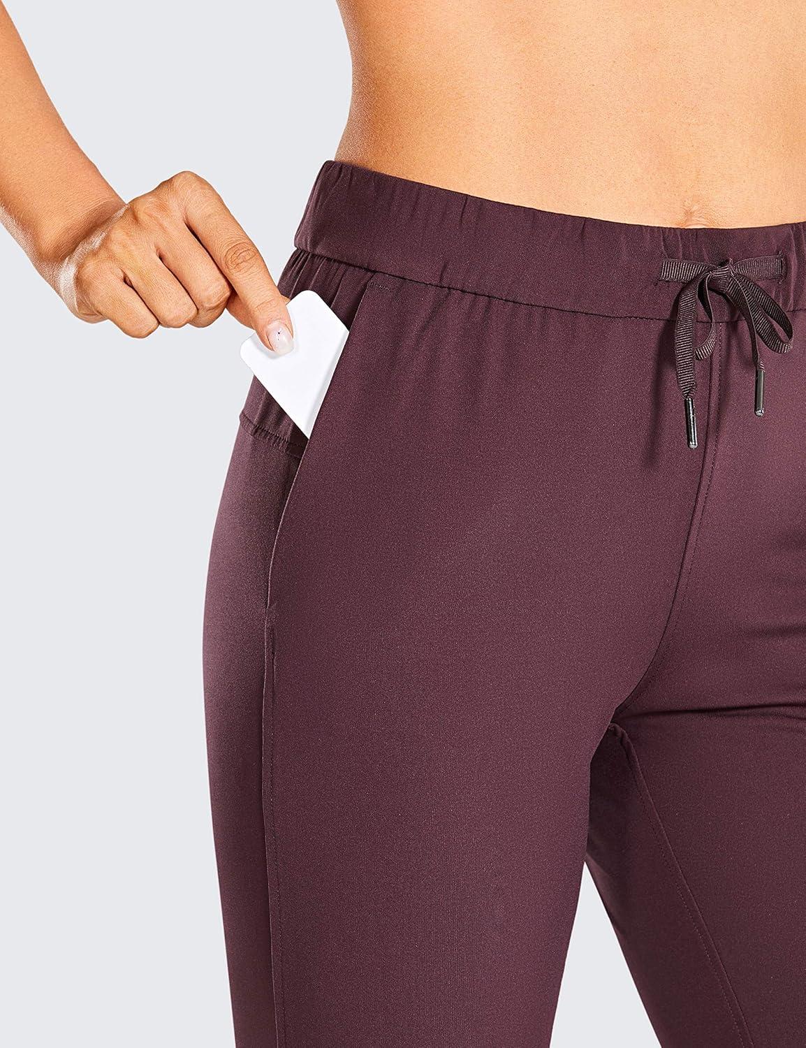 imageCRZ YOGA 4Way Stretch Full Length Golf Pants for Women Tall 31quot  Travel Sweatpants Workout Trousers with PocketsDark Russet
