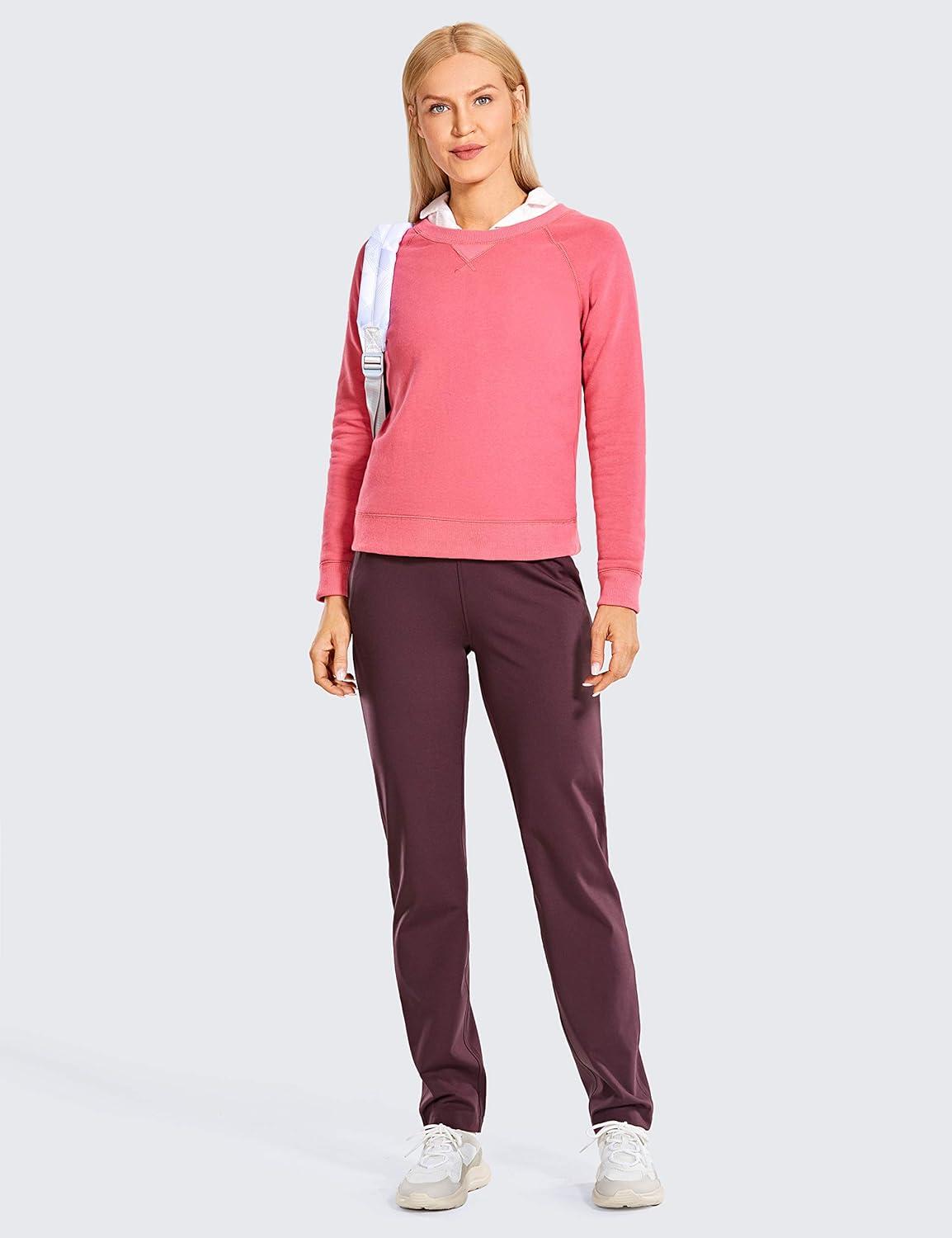 imageCRZ YOGA 4Way Stretch Full Length Golf Pants for Women Tall 31quot  Travel Sweatpants Workout Trousers with PocketsDark Russet