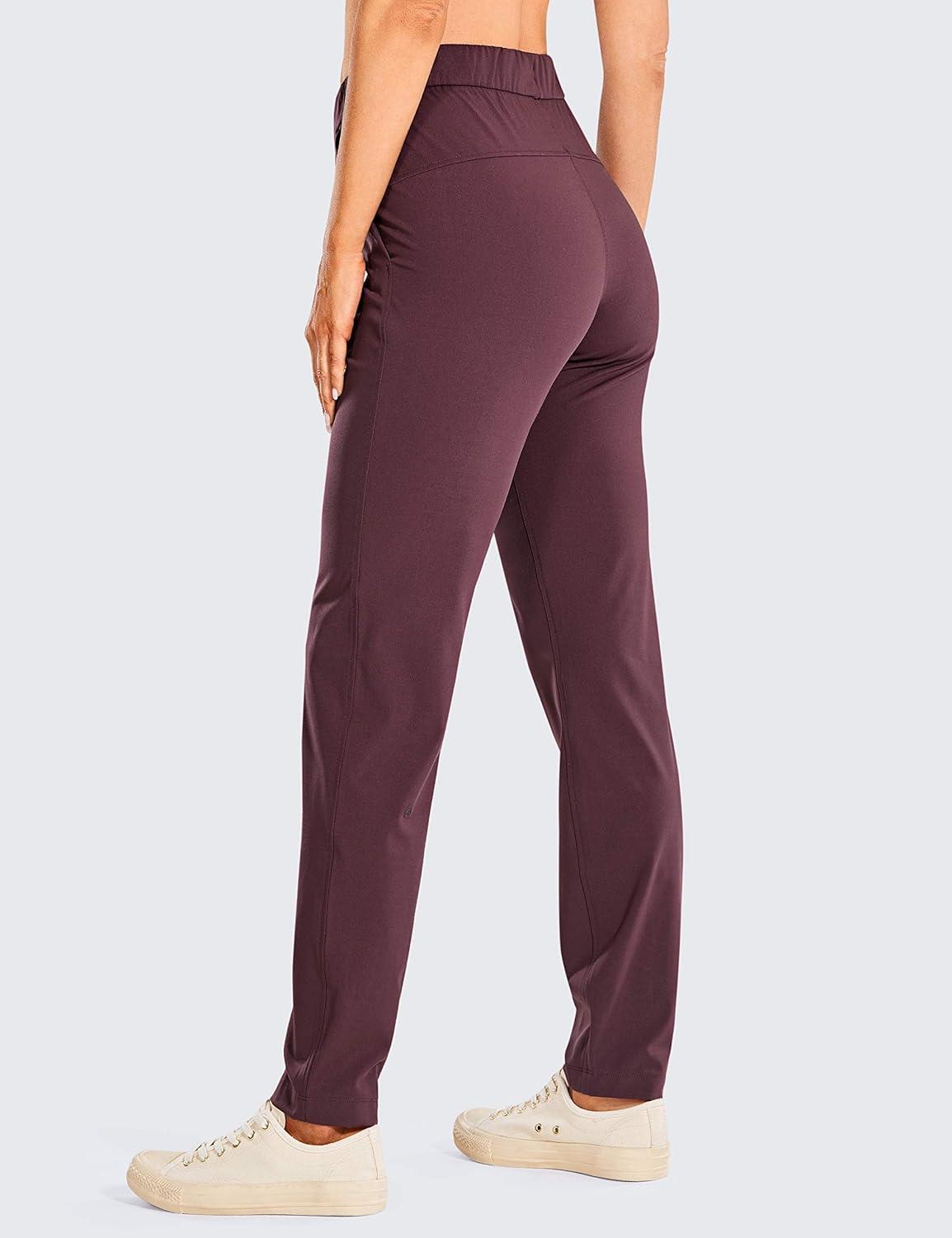 imageCRZ YOGA 4Way Stretch Full Length Golf Pants for Women Tall 31quot  Travel Sweatpants Workout Trousers with PocketsDark Russet