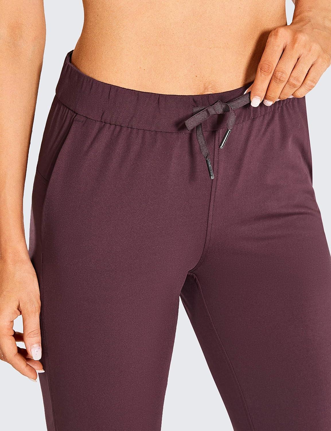 imageCRZ YOGA 4Way Stretch Full Length Golf Pants for Women Tall 31quot  Travel Sweatpants Workout Trousers with PocketsDark Russet