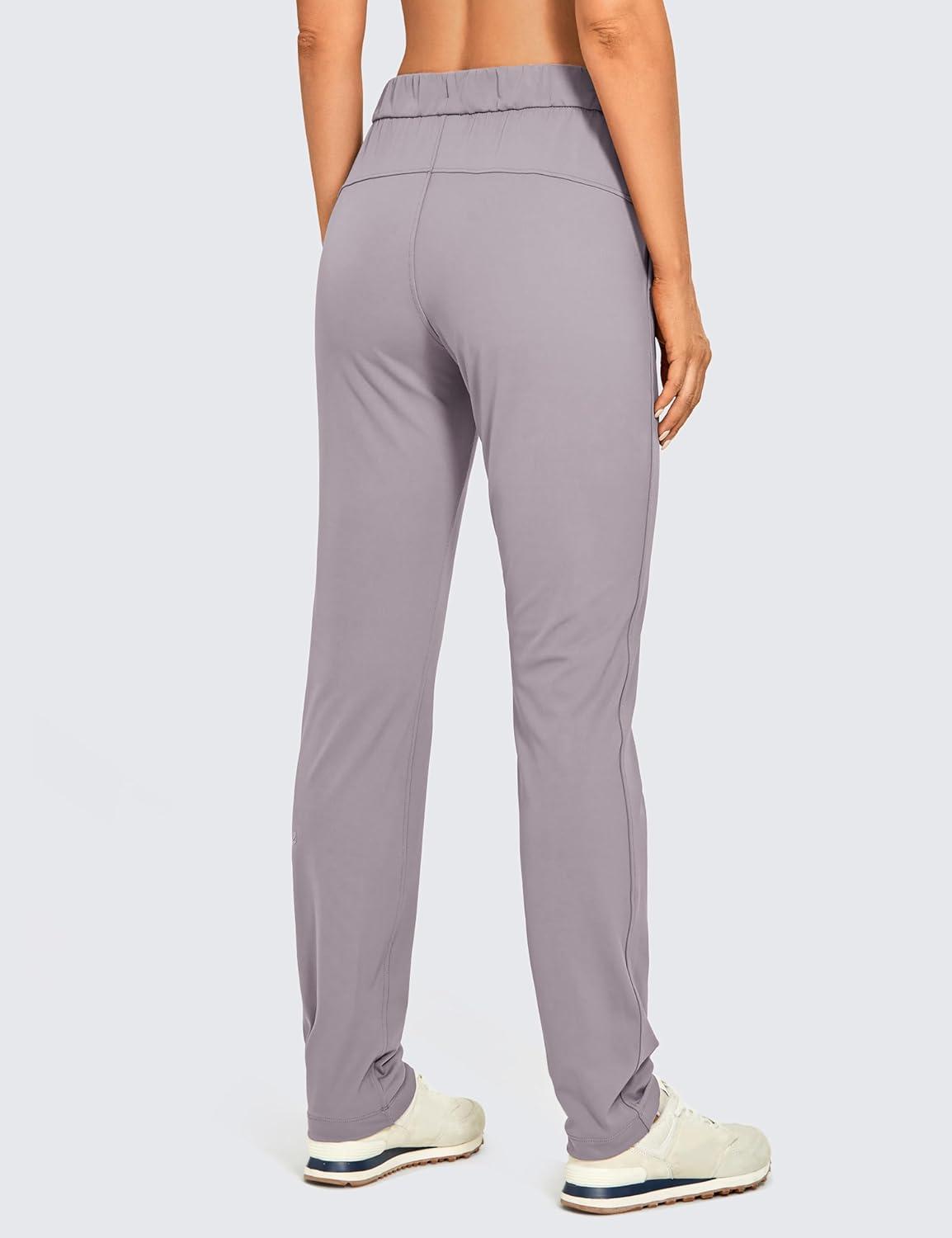 imageCRZ YOGA 4Way Stretch Full Length Golf Pants for Women Tall 31quot  Travel Sweatpants Workout Trousers with PocketsGull Gray