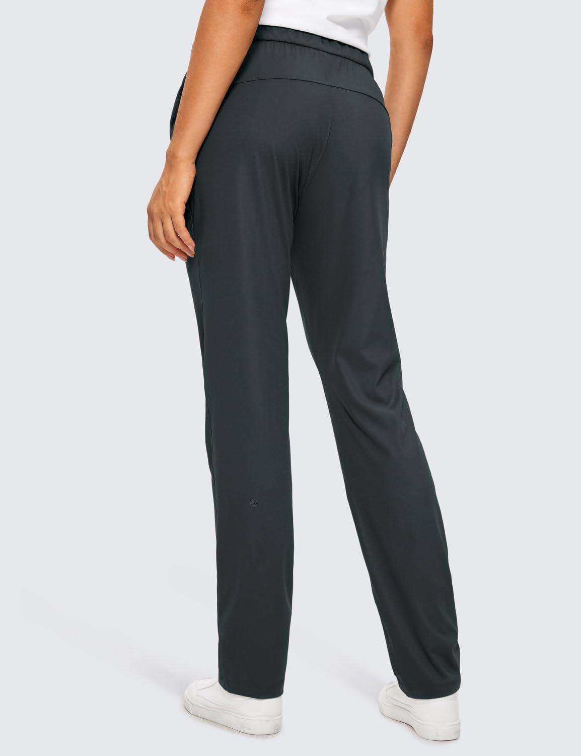 imageCRZ YOGA 4Way Stretch Full Length Golf Pants for Women Tall 31quot  Travel Sweatpants Workout Trousers with PocketsMelanite
