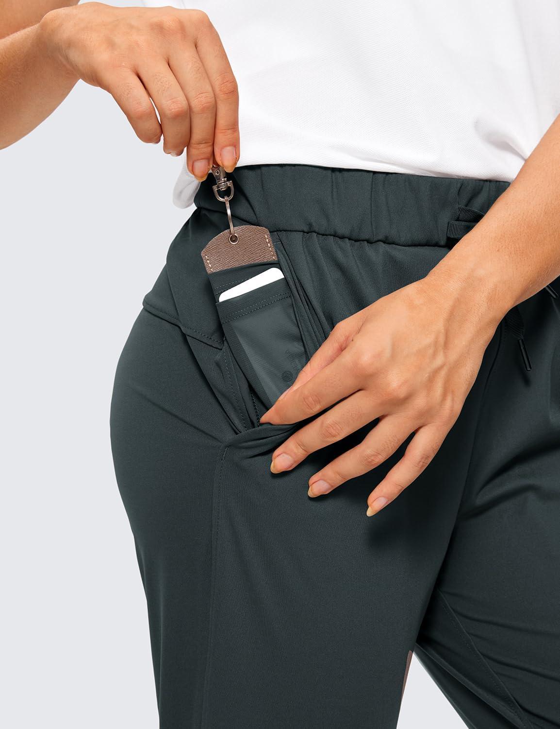 imageCRZ YOGA 4Way Stretch Full Length Golf Pants for Women Tall 31quot  Travel Sweatpants Workout Trousers with PocketsMelanite
