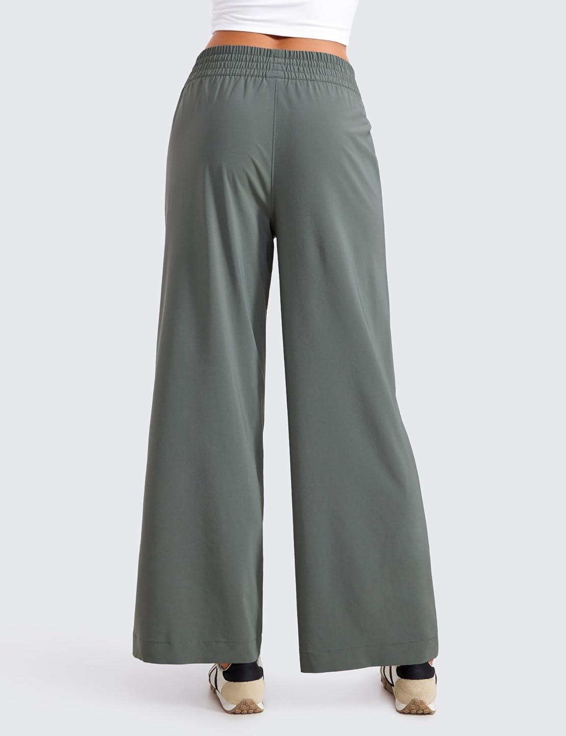 imageCRZ YOGA Lightweight Wide Leg Pants for Women 30quot High Waisted Casual Lounge Travel Work Sweatpants Loose Fit SummerGrey Sage