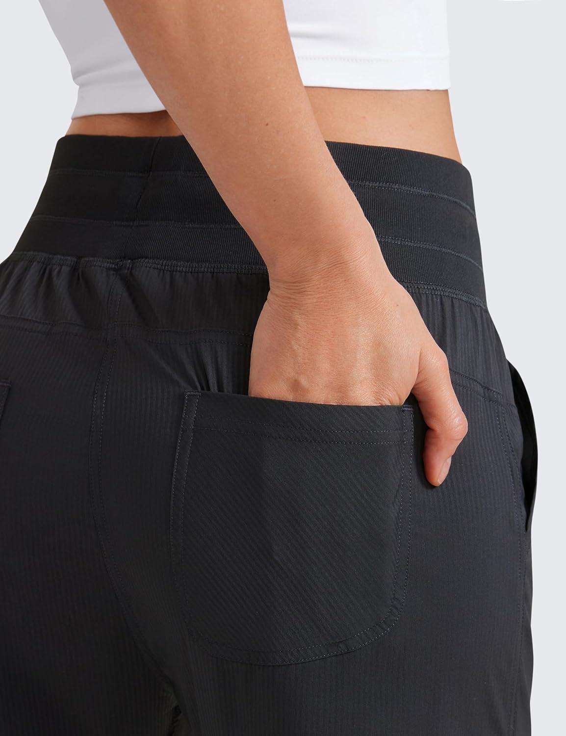 imageCRZ YOGA Womens Casual 78 Pants 25quot Lightweight Workout Outdoor Athletic Track Travel Lounge Joggers PocketsBlack
