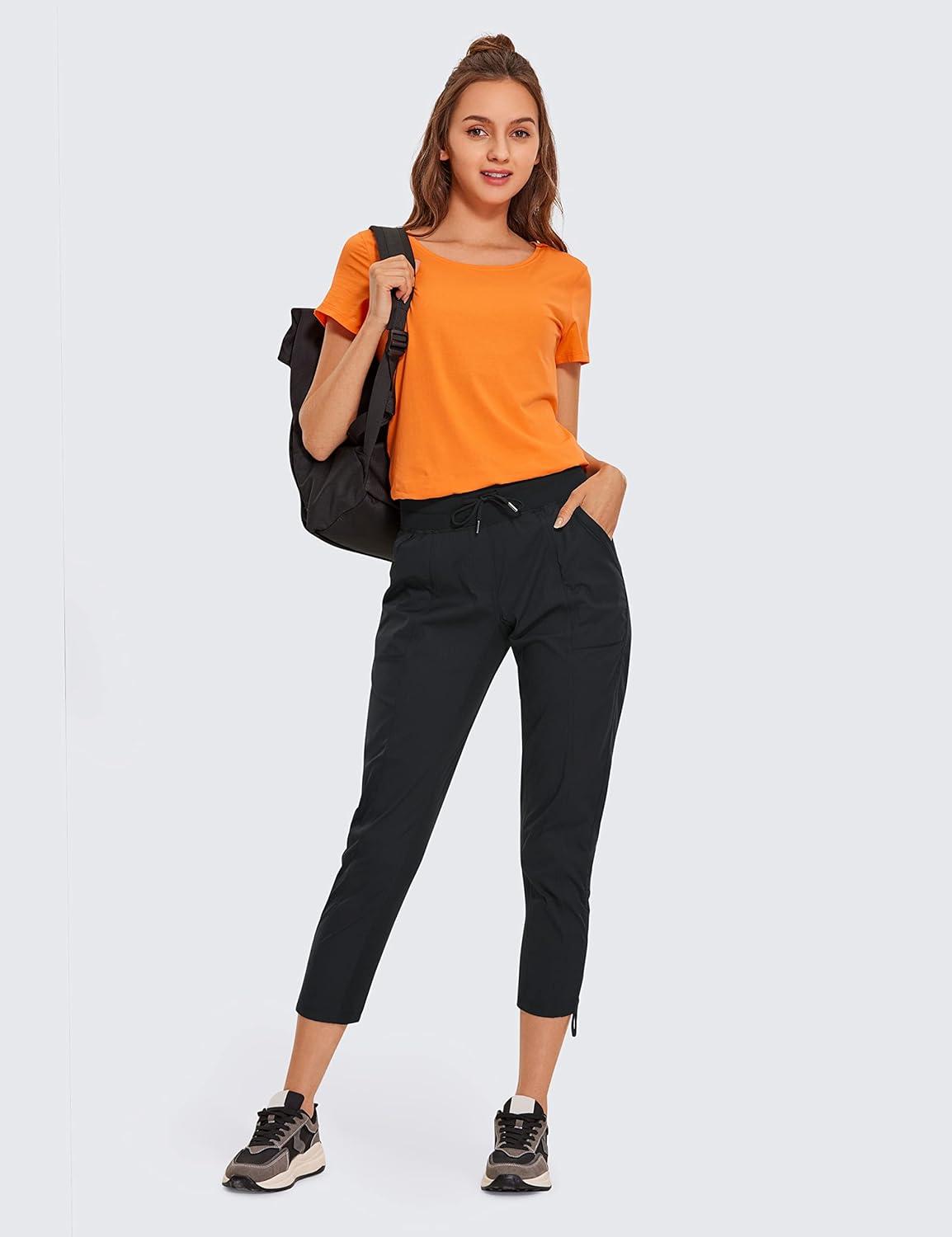 imageCRZ YOGA Womens Casual 78 Pants 25quot Lightweight Workout Outdoor Athletic Track Travel Lounge Joggers PocketsBlack