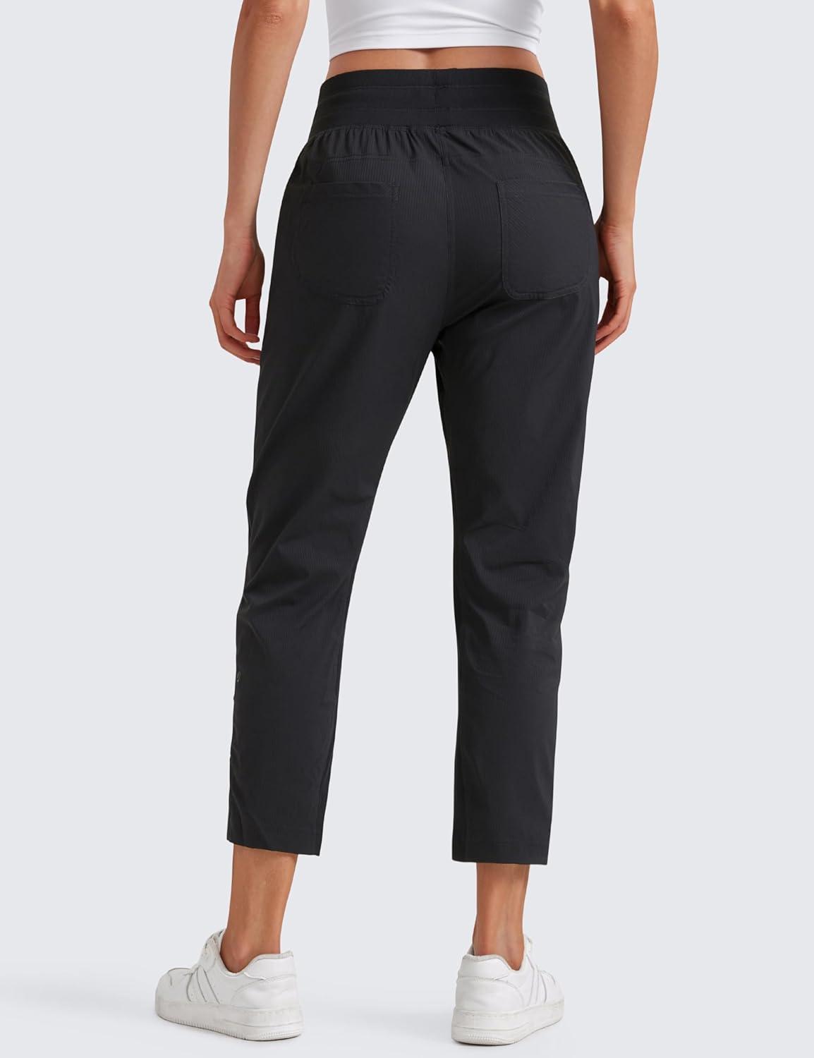 imageCRZ YOGA Womens Casual 78 Pants 25quot Lightweight Workout Outdoor Athletic Track Travel Lounge Joggers PocketsBlack