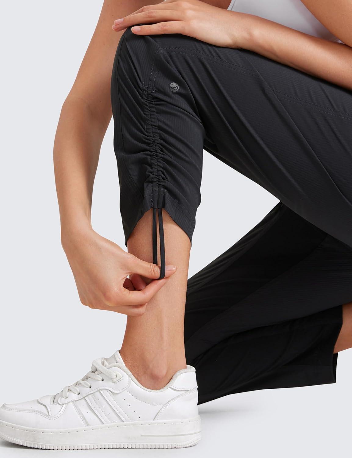 imageCRZ YOGA Womens Casual 78 Pants 25quot Lightweight Workout Outdoor Athletic Track Travel Lounge Joggers PocketsBlack