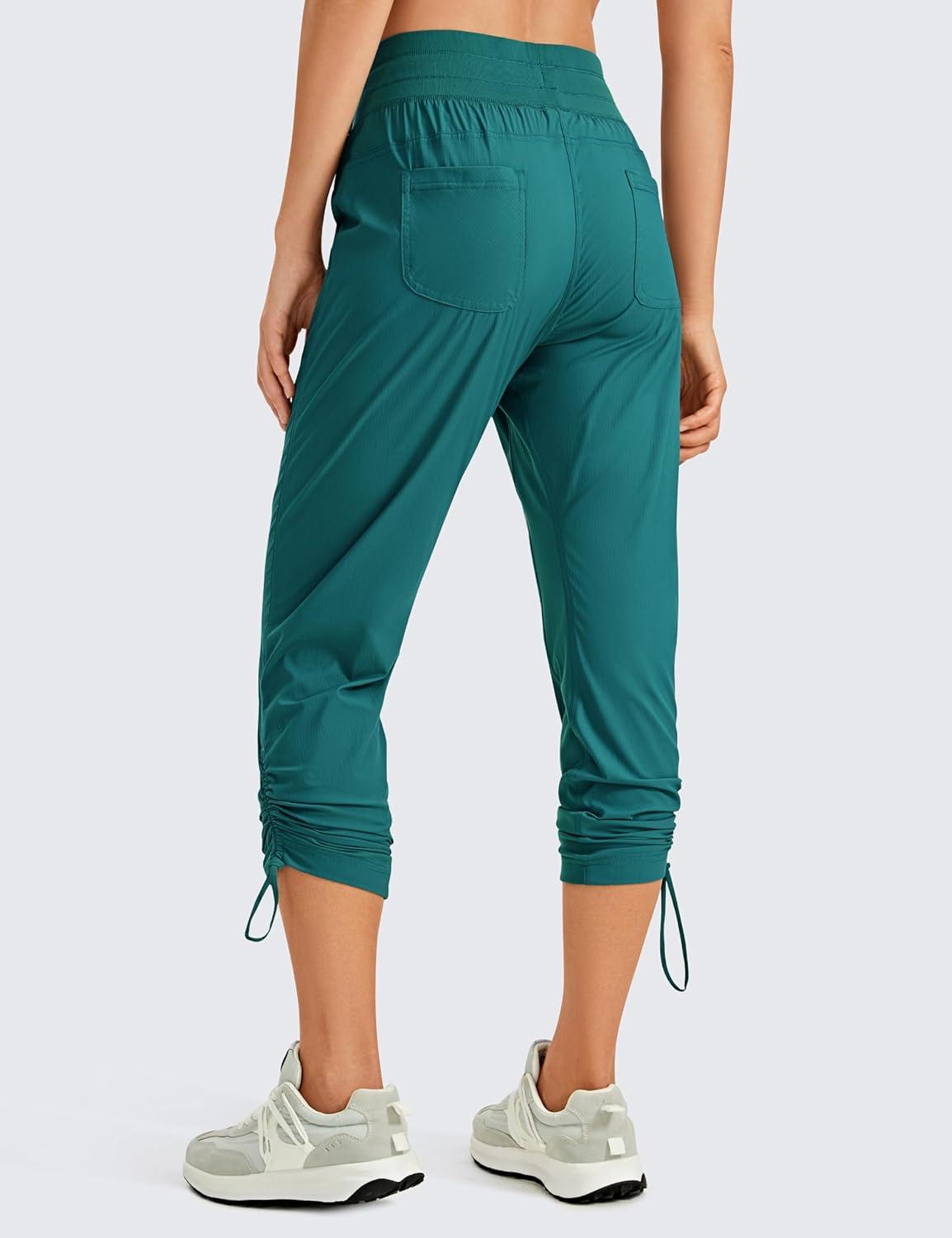 imageCRZ YOGA Womens Casual 78 Pants 25quot Lightweight Workout Outdoor Athletic Track Travel Lounge Joggers PocketsGreen Jade