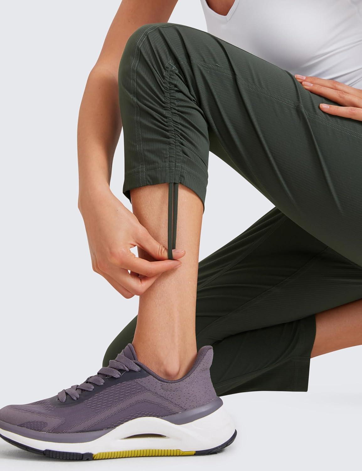 imageCRZ YOGA Womens Casual 78 Pants 25quot Lightweight Workout Outdoor Athletic Track Travel Lounge Joggers PocketsGrey Olive