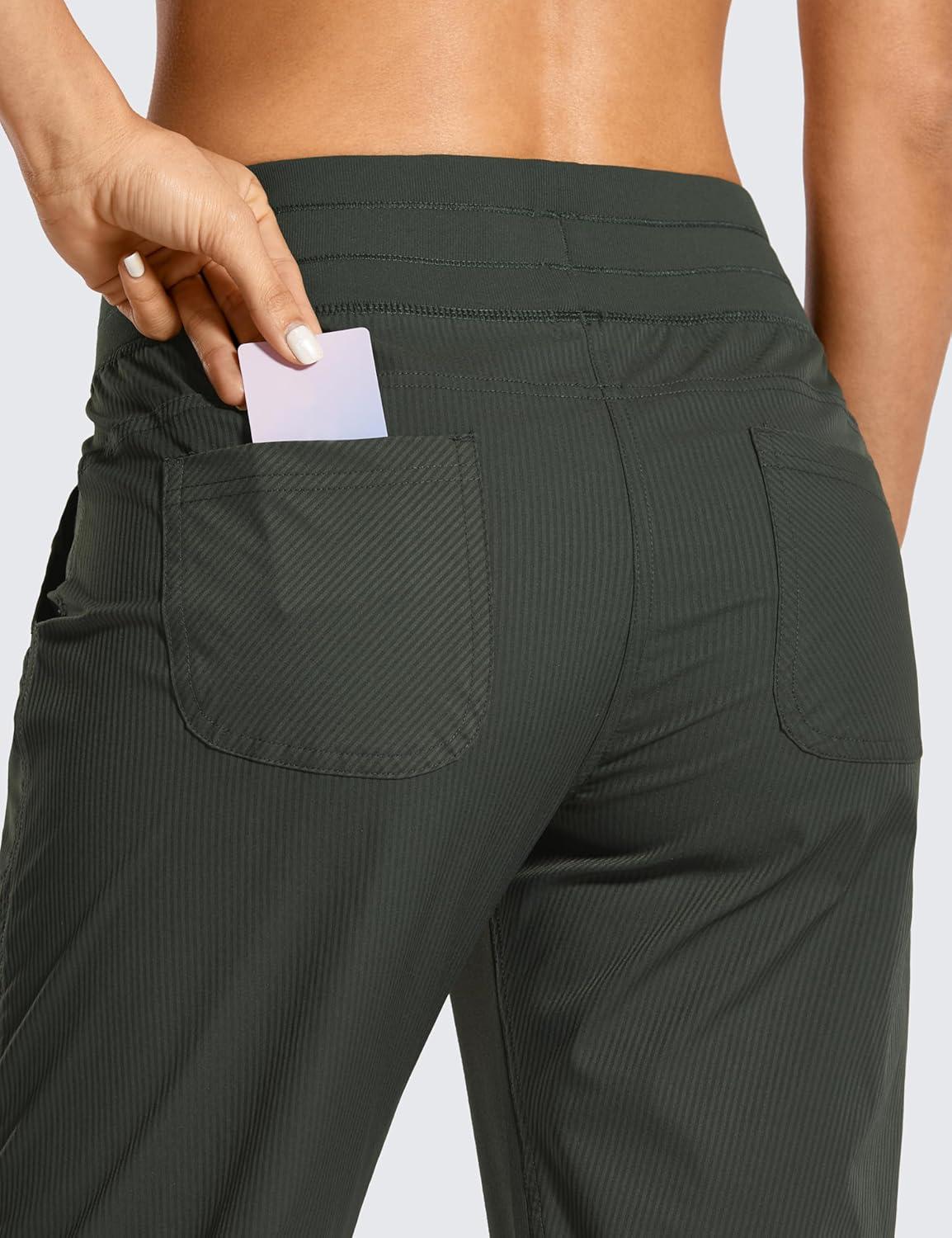 imageCRZ YOGA Womens Casual 78 Pants 25quot Lightweight Workout Outdoor Athletic Track Travel Lounge Joggers PocketsGrey Olive