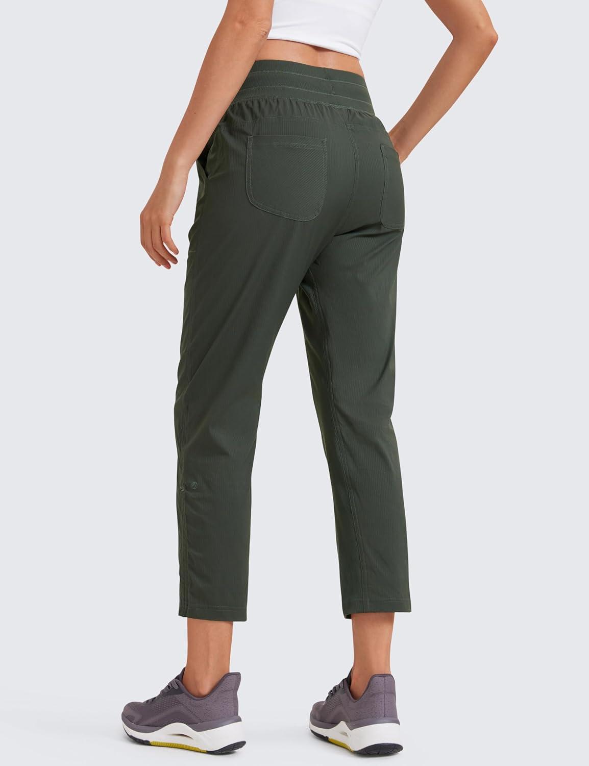 imageCRZ YOGA Womens Casual 78 Pants 25quot Lightweight Workout Outdoor Athletic Track Travel Lounge Joggers PocketsGrey Olive