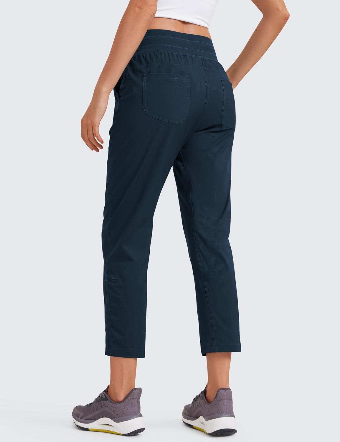 imageCRZ YOGA Womens Casual 78 Pants 25quot Lightweight Workout Outdoor Athletic Track Travel Lounge Joggers PocketsInk Blue