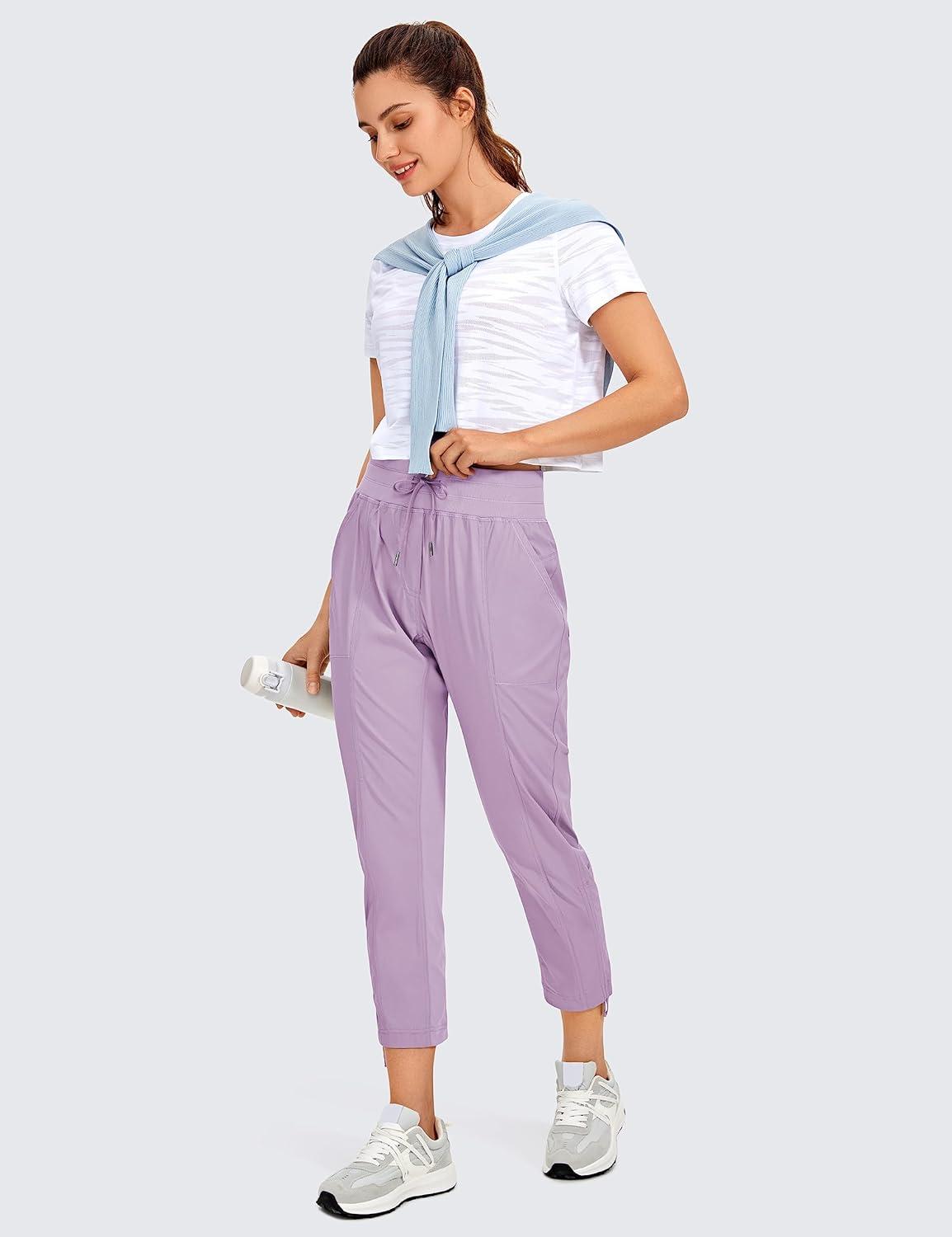 imageCRZ YOGA Womens Casual 78 Pants 25quot Lightweight Workout Outdoor Athletic Track Travel Lounge Joggers PocketsLilac