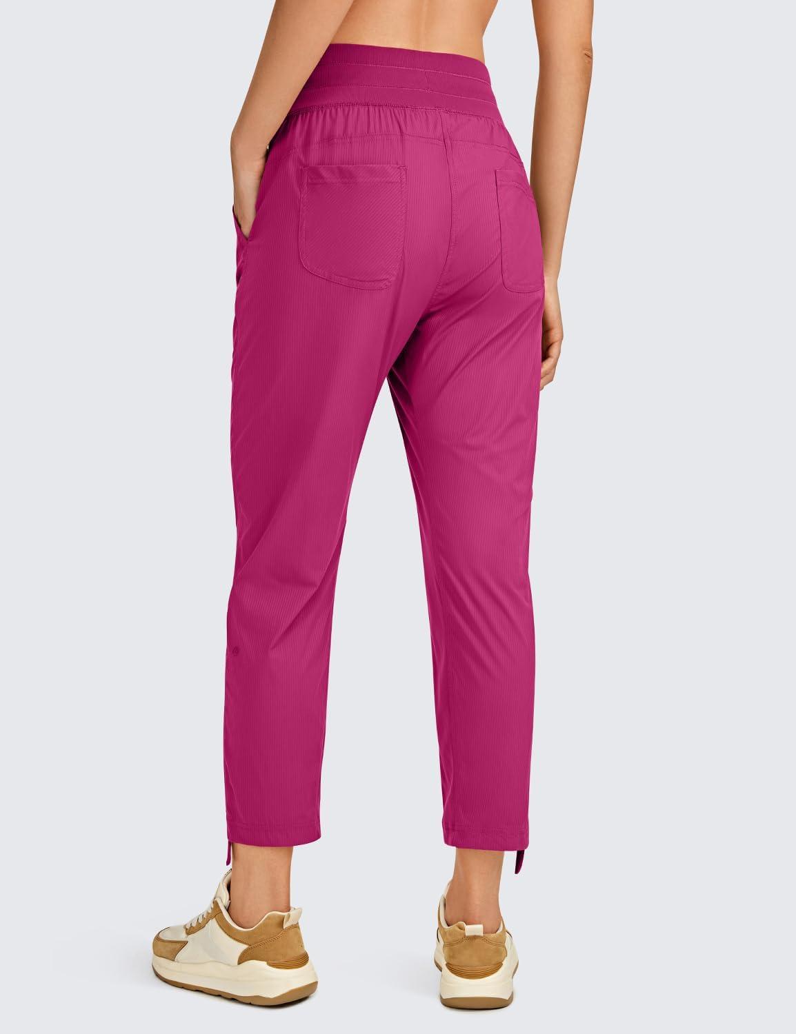 imageCRZ YOGA Womens Casual 78 Pants 25quot Lightweight Workout Outdoor Athletic Track Travel Lounge Joggers PocketsMagenta Purple