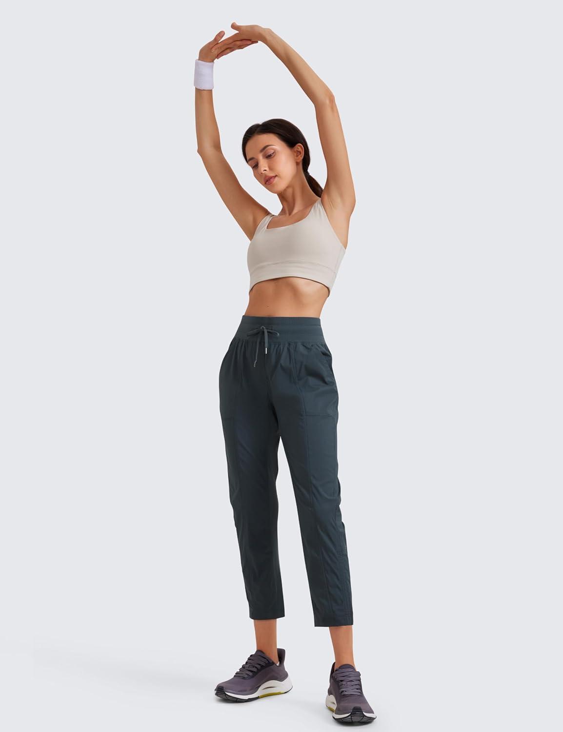 imageCRZ YOGA Womens Casual 78 Pants 25quot Lightweight Workout Outdoor Athletic Track Travel Lounge Joggers PocketsMelanite