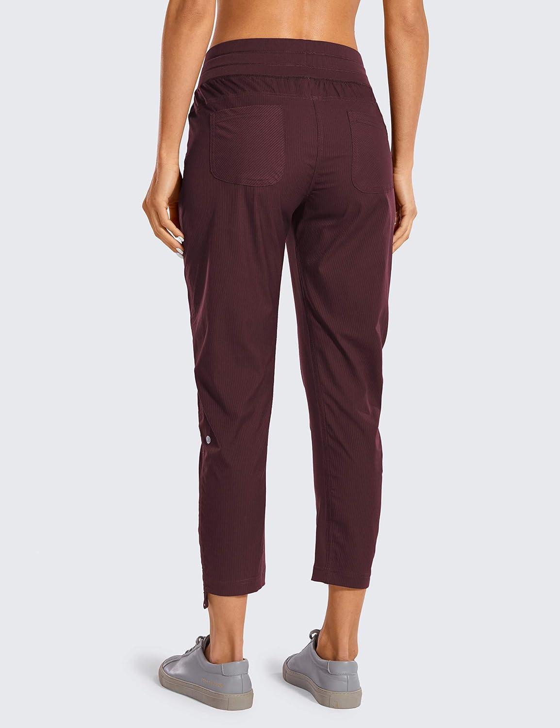 imageCRZ YOGA Womens Casual 78 Pants 25quot Lightweight Workout Outdoor Athletic Track Travel Lounge Joggers PocketsNoctilucence Red