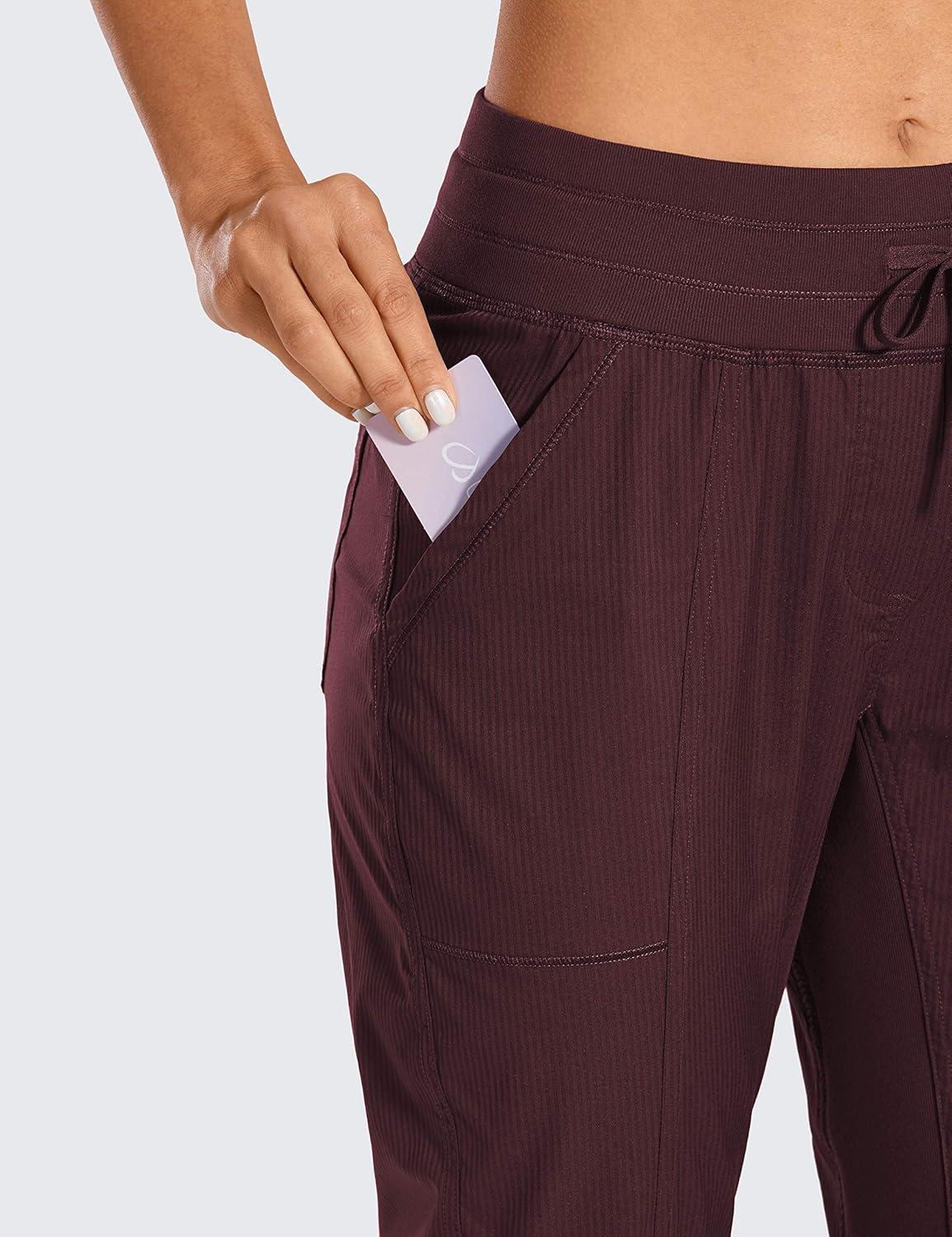 imageCRZ YOGA Womens Casual 78 Pants 25quot Lightweight Workout Outdoor Athletic Track Travel Lounge Joggers PocketsNoctilucence Red