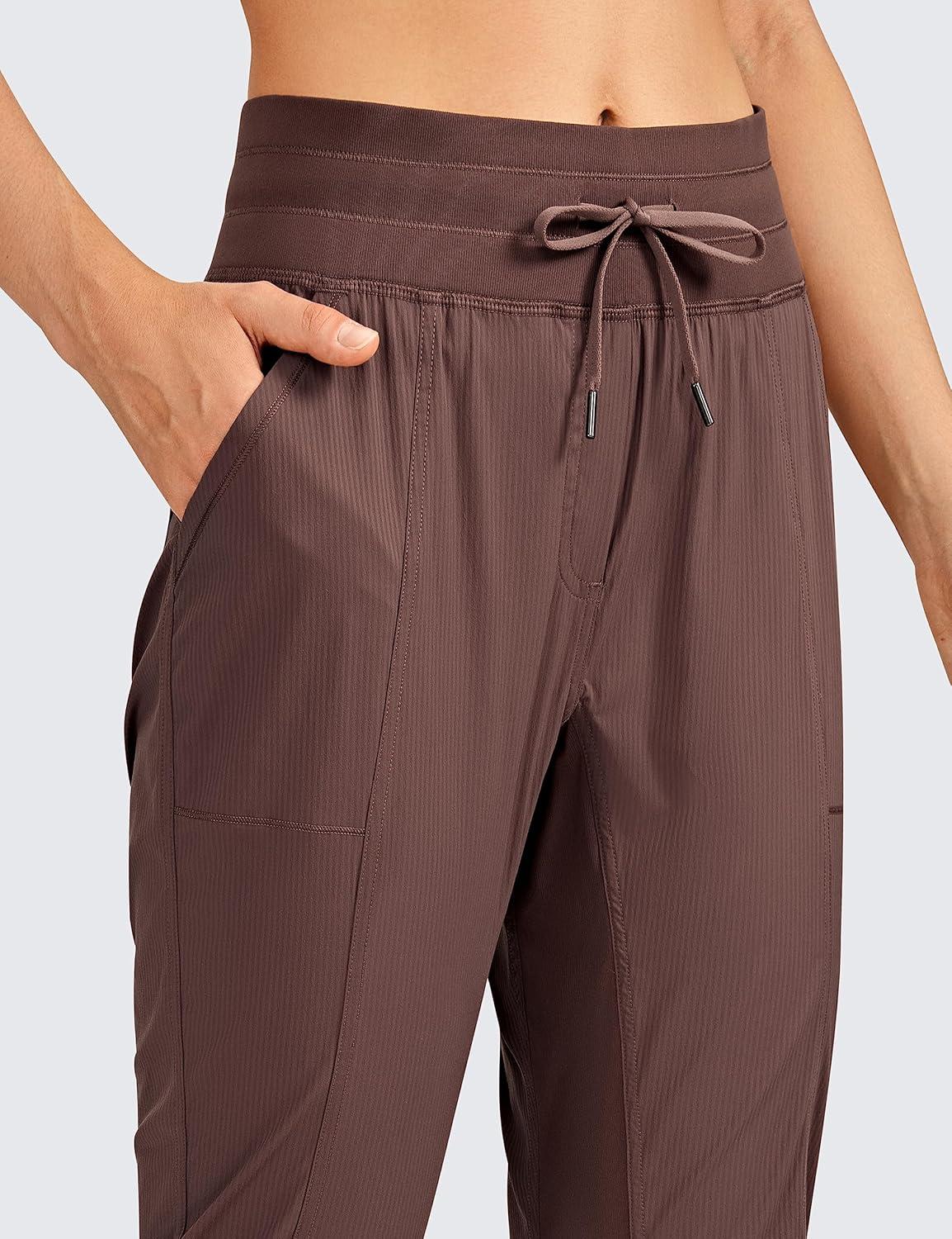 imageCRZ YOGA Womens Casual 78 Pants 25quot Lightweight Workout Outdoor Athletic Track Travel Lounge Joggers PocketsTaupe