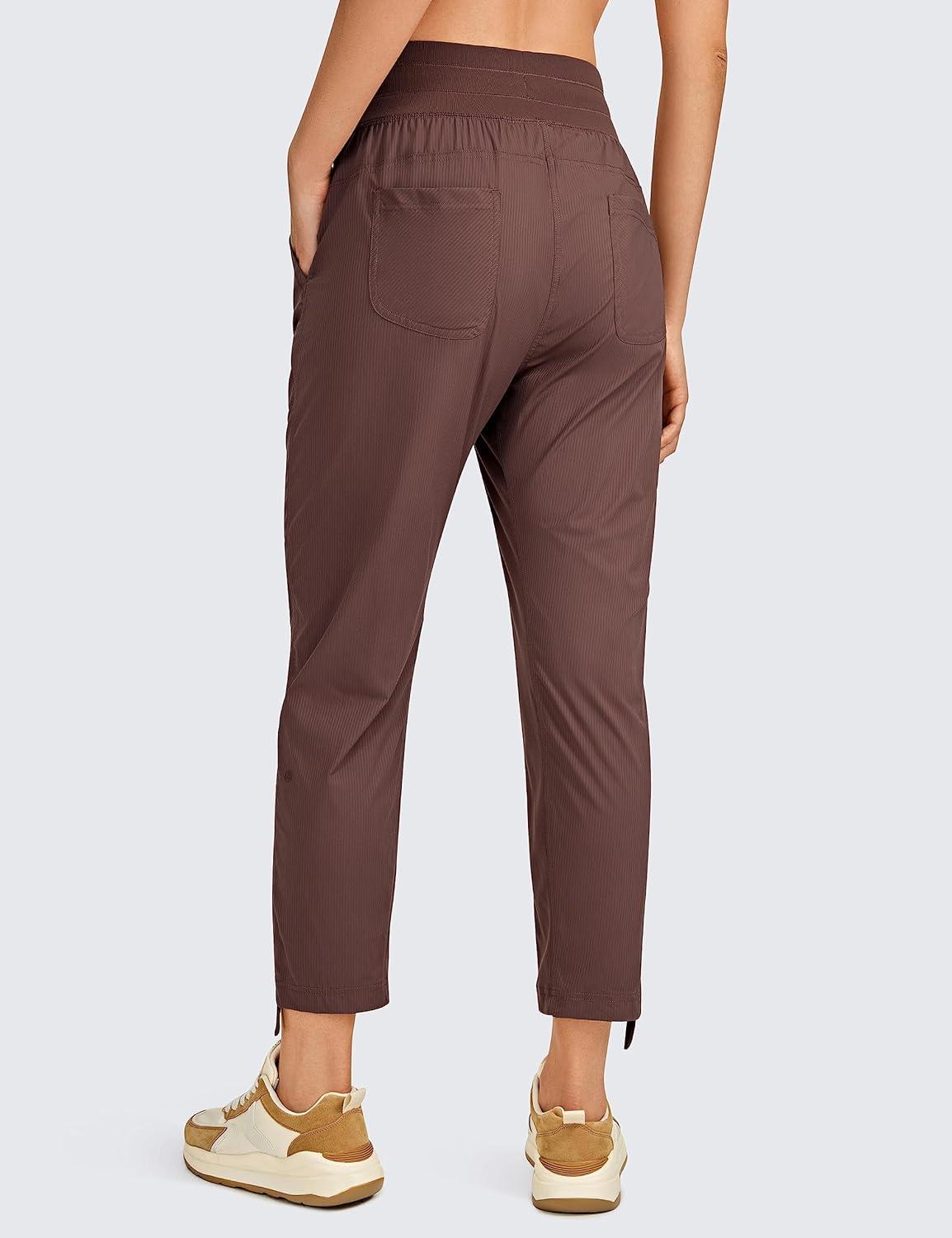 imageCRZ YOGA Womens Casual 78 Pants 25quot Lightweight Workout Outdoor Athletic Track Travel Lounge Joggers PocketsTaupe