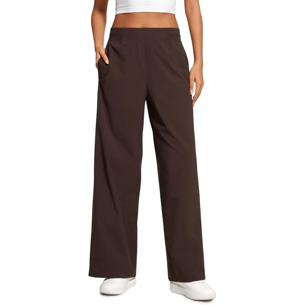 imageCRZ YOGA Stretch Wide Leg Casual Pants for Women 30quot High Waisted Dress Work Water Resistant Travel TrousersHot Fudge Brown