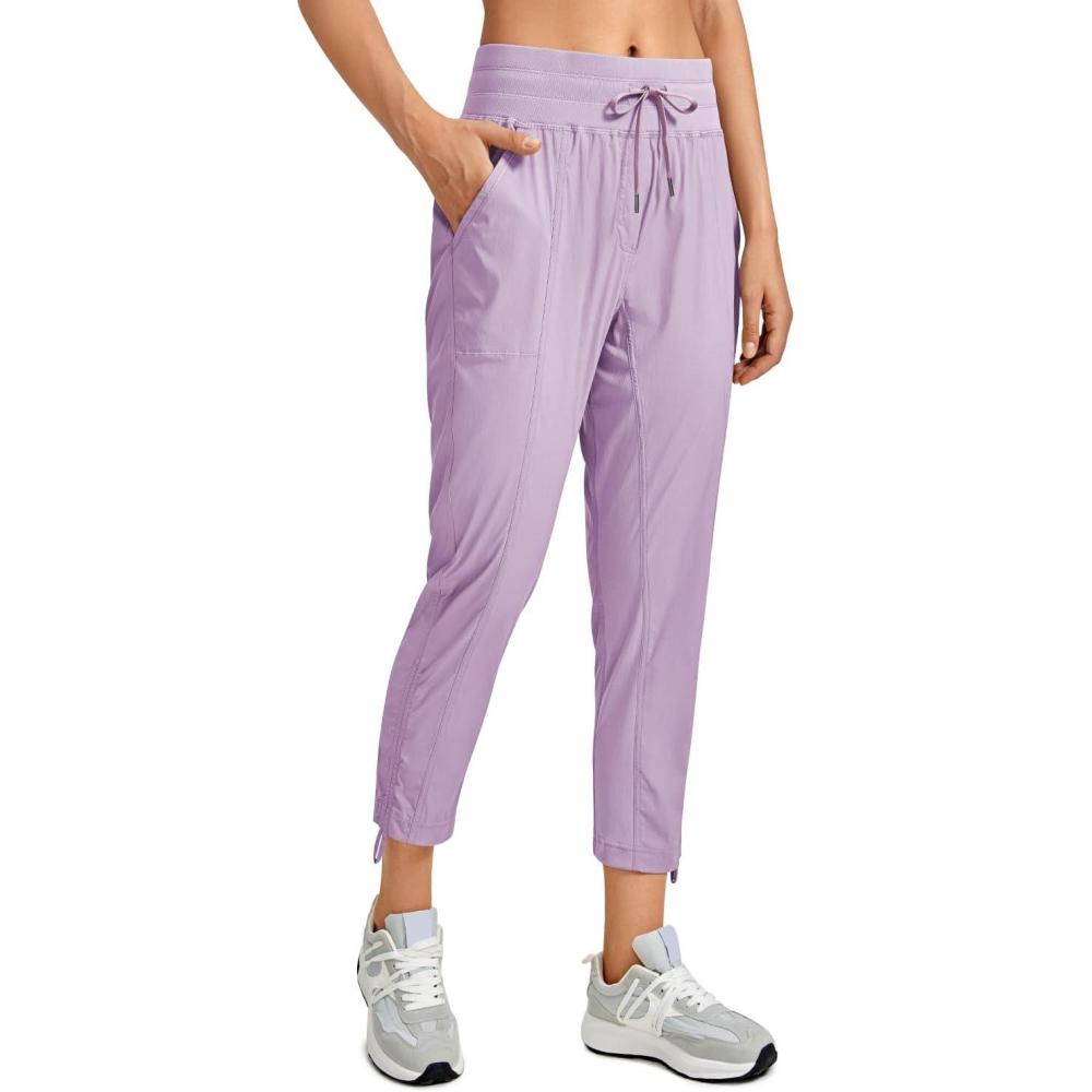 imageCRZ YOGA Womens Casual 78 Pants 25quot Lightweight Workout Outdoor Athletic Track Travel Lounge Joggers PocketsLilac