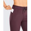 imageCRZ YOGA 4Way Stretch Full Length Golf Pants for Women Tall 31quot  Travel Sweatpants Workout Trousers with PocketsDark Russet