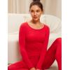 imageCRZ YOGA Soft Thermal Underwear Sets for Women Lightweight Long Johns Base Layer Pajamas Warm Top BottomDeep Red