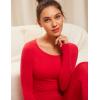 imageCRZ YOGA Soft Thermal Underwear Sets for Women Lightweight Long Johns Base Layer Pajamas Warm Top BottomDeep Red