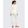 imageCRZ YOGA Soft Thermal Underwear Sets for Women Lightweight Long Johns Base Layer Pajamas Warm Top BottomMilky White