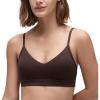 imageCRZ YOGA Butterluxe VNeck Sports Bras for Women  Adjustable Thin Straps Padded Yoga Top Basic Wireless CamisoleHot Fudge Brown