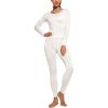 imageCRZ YOGA Soft Thermal Underwear Sets for Women Lightweight Long Johns Base Layer Pajamas Warm Top BottomMilky White