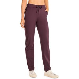imageCRZ YOGA 4Way Stretch Full Length Golf Pants for Women Tall 31quot  Travel Sweatpants Workout Trousers with PocketsDark Russet