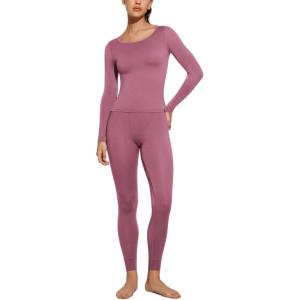 imageCRZ YOGA Soft Thermal Underwear Sets for Women Lightweight Long Johns Base Layer Pajamas Warm Top BottomVelvet Dust