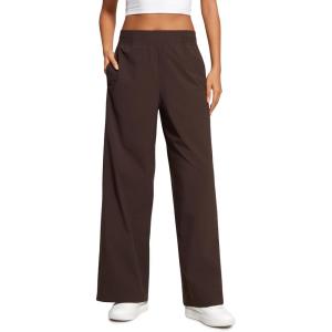 imageCRZ YOGA Stretch Wide Leg Casual Pants for Women 30quot High Waisted Dress Work Water Resistant Travel TrousersHot Fudge Brown