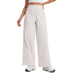 imageCRZ YOGA Stretch Wide Leg Casual Pants for Women 30quot High Waisted Dress Work Water Resistant Travel TrousersMilky White Bone