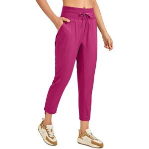 imageCRZ YOGA Womens Casual 78 Pants 25quot Lightweight Workout Outdoor Athletic Track Travel Lounge Joggers PocketsMagenta Purple