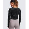 imageCRZ YOGA Butterluxe Long Sleeve Crop Tops for Women Slim Fit Workout Shirts Cropped Athletic Gym TShirtsBlack Tie Dye Flowers