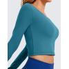 imageCRZ YOGA Butterluxe Long Sleeve Crop Tops for Women Slim Fit Workout Shirts Cropped Athletic Gym TShirtsBorealis Green