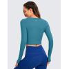 imageCRZ YOGA Butterluxe Long Sleeve Crop Tops for Women Slim Fit Workout Shirts Cropped Athletic Gym TShirtsBorealis Green