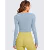 imageCRZ YOGA Butterluxe Long Sleeve Crop Tops for Women Slim Fit Workout Shirts Cropped Athletic Gym TShirtsCambric Blue