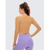 imageCRZ YOGA Butterluxe Long Sleeve Crop Tops for Women Slim Fit Workout Shirts Cropped Athletic Gym TShirtsDoe Brown