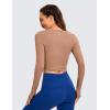 imageCRZ YOGA Butterluxe Long Sleeve Crop Tops for Women Slim Fit Workout Shirts Cropped Athletic Gym TShirtsMocha Mousse