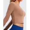 imageCRZ YOGA Butterluxe Long Sleeve Crop Tops for Women Slim Fit Workout Shirts Cropped Athletic Gym TShirtsMocha Mousse