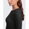 imageCRZ YOGA Ribbed Modal Casual Long Sleeve Henley Shirts for Women Soft Stretchy Knit Layering Basic Fitted Athletic TopsBlack