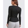 imageCRZ YOGA Ribbed Modal Casual Long Sleeve Henley Shirts for Women Soft Stretchy Knit Layering Basic Fitted Athletic TopsBlack